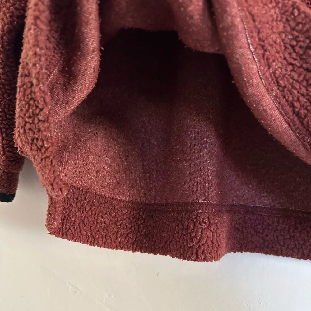 Vintage L.L.Bean Women Size S Sherpa Fleece Pullover Red Mock Neck 2000s Y2K - Picture 4 of 6